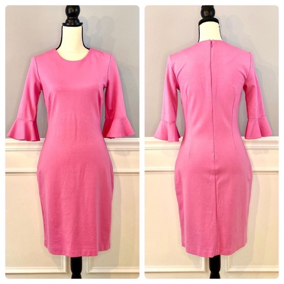 Banana Republic Dresses Banana Republic Pink Dress With 34 Flutter Bell Sleeves Poshmark